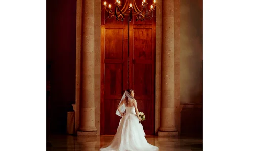 Bride at the Grand Entrance Doors, The Bell Tower on 34th