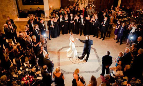 Aerial View of the First Dance at The Bell Tower on 34th